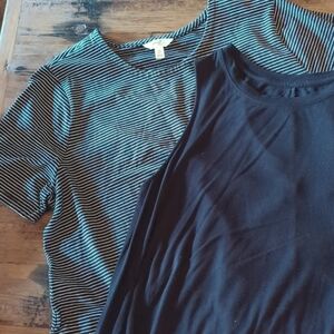 PAIR-Jersey Dresses w Pockets! Black/White. Sz L/XL. Short Sleeve and Sleeveless